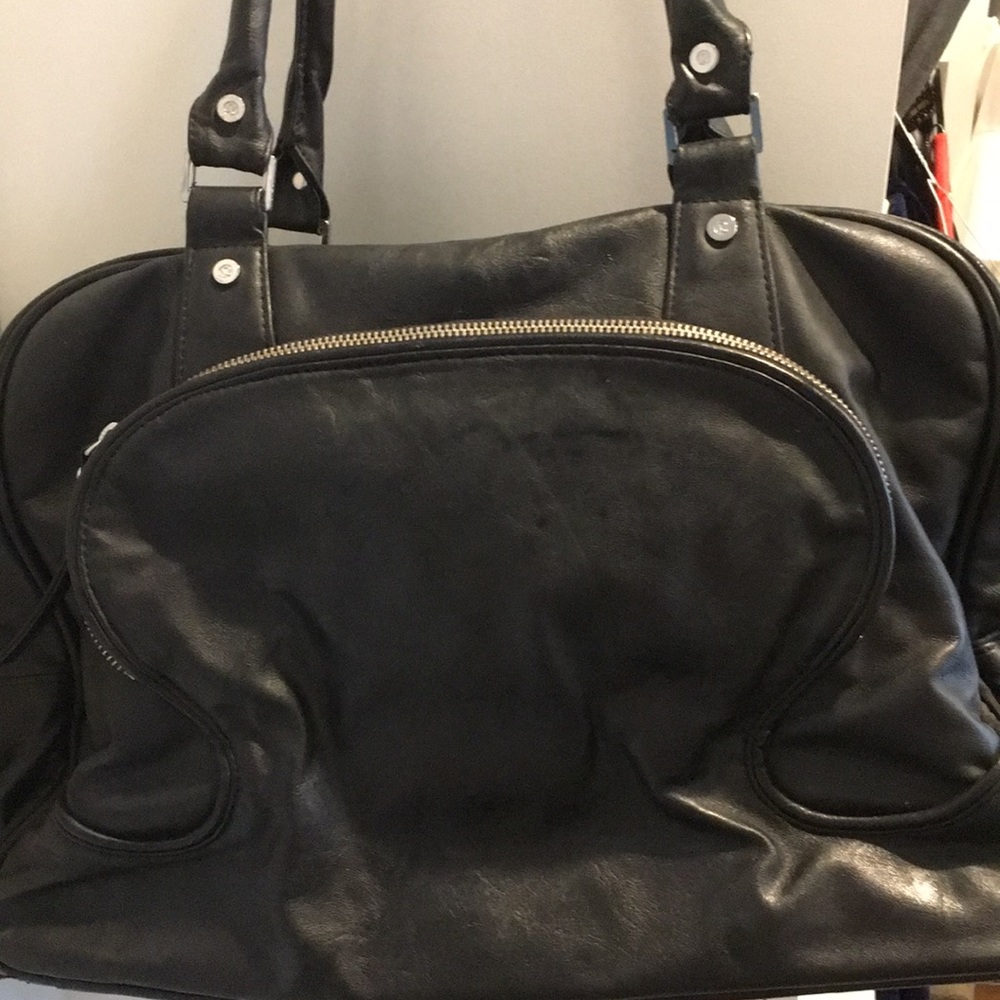Lululemon black leather like gym bag
